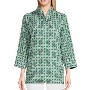 Jude Connally Cricket Tunic Top Shirt Blouse Womens XL Green Geometric Lagom